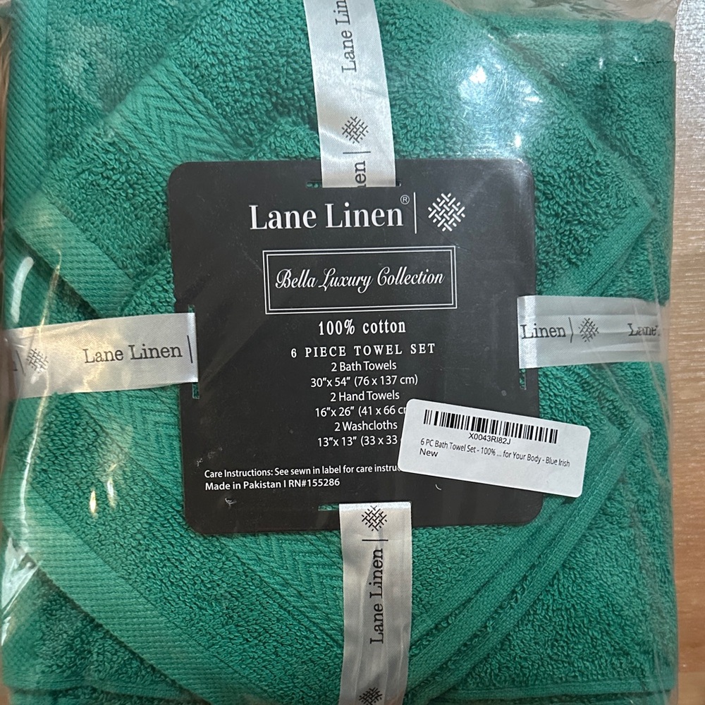 Bella Luxury 6-Piece Green Towel Set